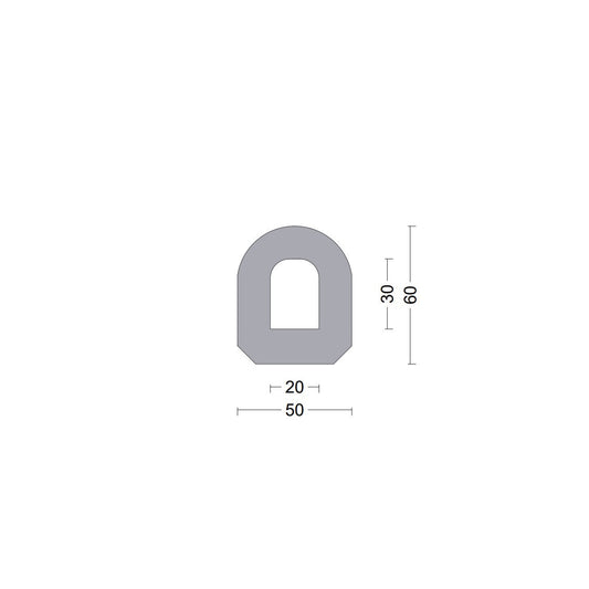 D fender rubber profile DD 50x60mm Grey